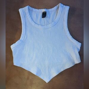 SHEIN Light Blue Ribbed Crop Top
